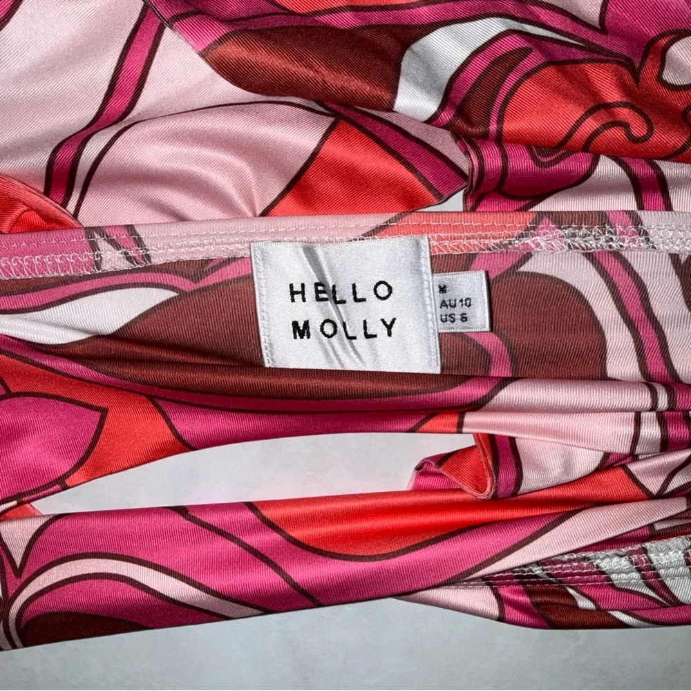 Hello Molly Pink and Red Swirl Halter Top - Picture 2 of 2